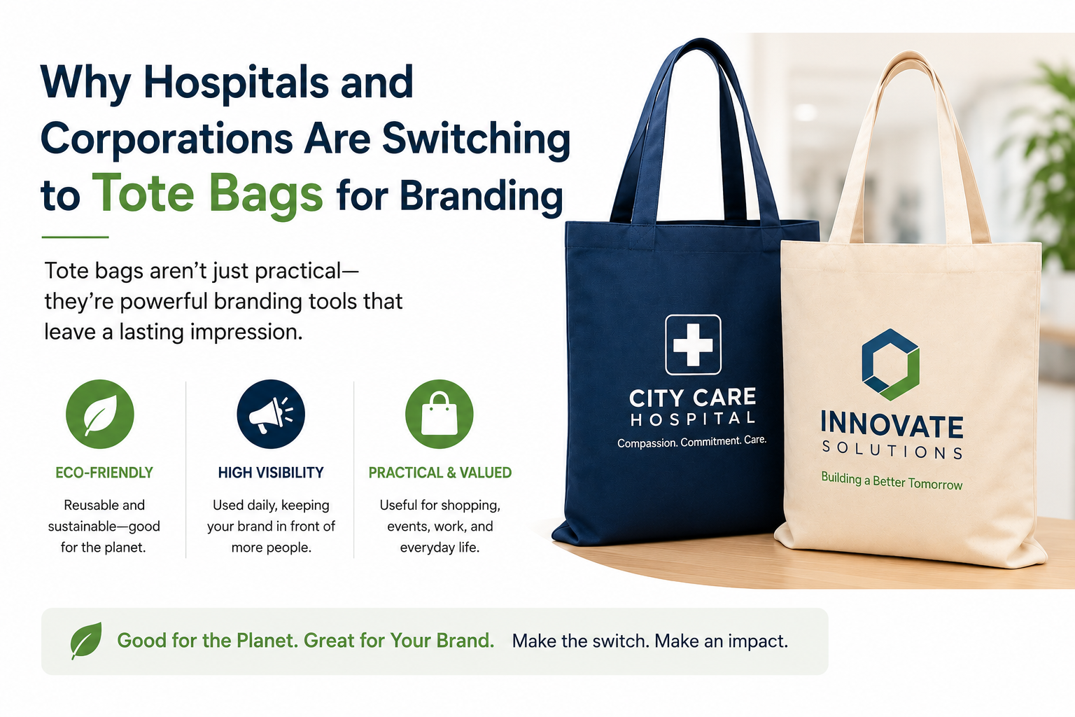 Why Hospitals and Corporations Are Switching to Tote Bags for Branding — And Where to Get Them in Bulk
